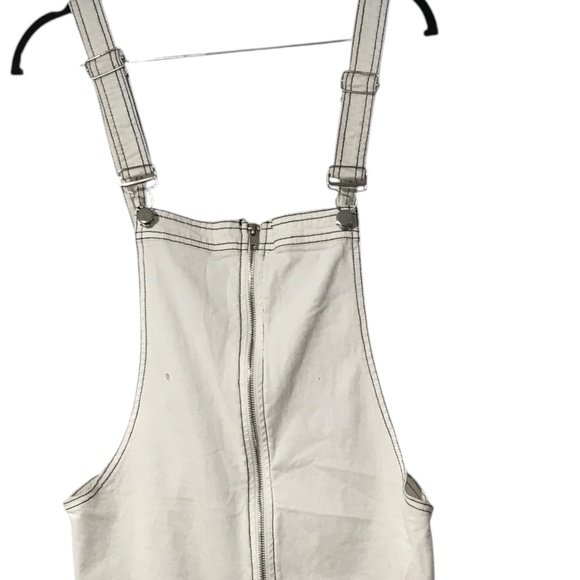 White Overall Pinafore Dress | Adjustable Straps | Denim Pinafore Jumper Dress - Picture 15 of 16